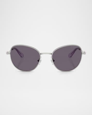 SWAROVSKI SK7032 Crystal Metal Round Sunglasses