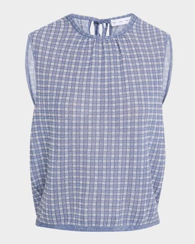 Proenza Schouler White Label Bradley Sleeveless Knit Plaid Top
