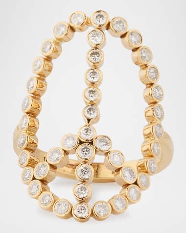 Siena Jewelry 14K Yellow Gold Diamond Bezel Peace Ring