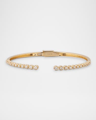 Siena Jewelry 14K Yellow Gold Diamond Open Bangle Bracelet