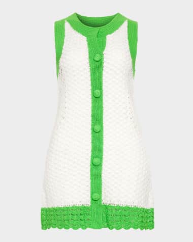Ramy Brook Chelsea Crochet Button-Front Mini Dress