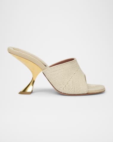 Amina Muaddi Taylor Woven Slipper Mule Sandals