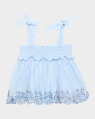 Zimmermann Girl's Cascadian Ruffle Smocked Top, Size 2-12