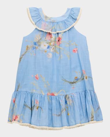 Zimmermann Girl's Lucky Kids Lattice-Trim Dress, Size 1-12