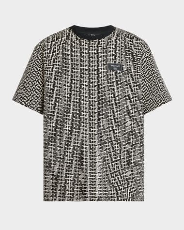 Balmain Men's Couture Label Monogram Crewneck T-Shirt