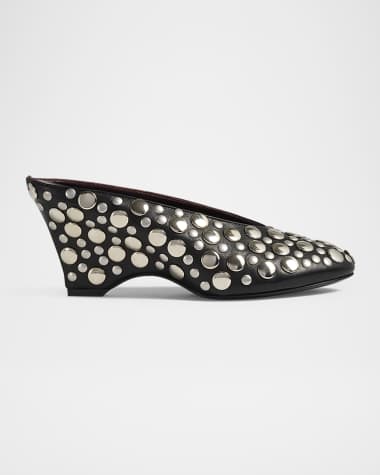 Khaite Cloak Stud Leather Mule Pumps