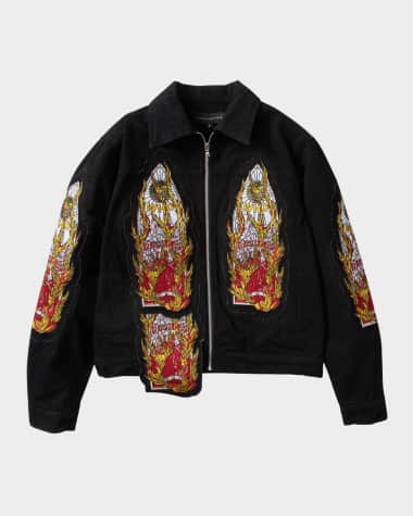 WHO DECIDES WAR Men's Flame Glass Trucker Jacket