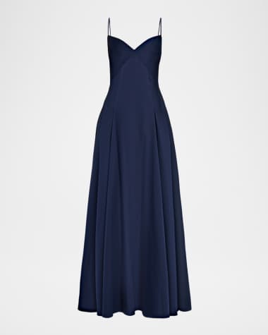 Roland Mouret Empire-Waist Sleeveless Taffeta Godet Gown