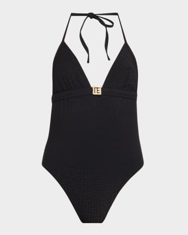 Balmain Monogram One-Piece Swimsuit
