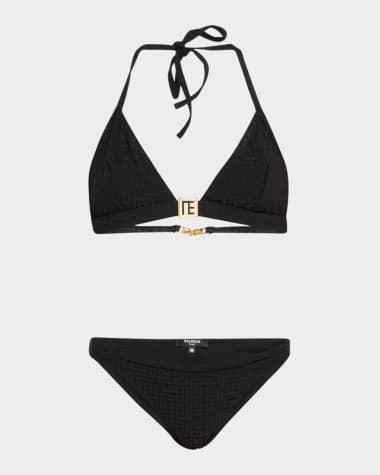 Balmain Monogram Triangle Two-Piece Swimsuit