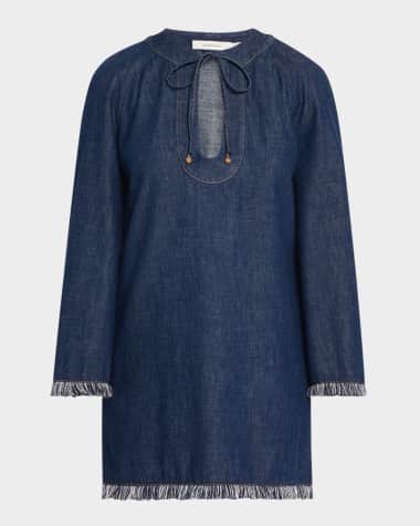 Zimmermann Rhiannon Fringe Denim Mini Dress