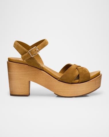 Pedro Garcia Dalys Suede Platform Wedge Sandals