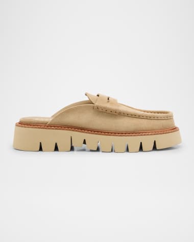 Pedro Garcia Savy Suede Lug Loafer Mules