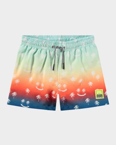 Molo Boy's Niko Surf-Print Swim Shorts, Size 2-6