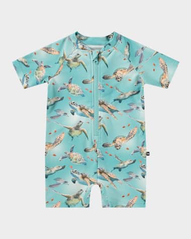 Molo Boy's Neka Short-Sleeve One-Piece Swimsuit, Size 3M-3