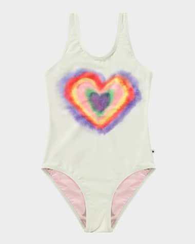 Molo Girl's Nika Printed Low Back Swimsuit, Size 8-12