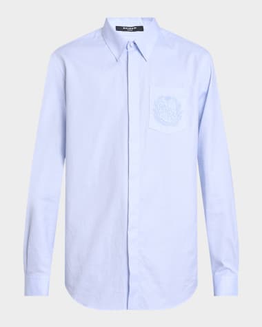 Balmain Men's Emblem-Pocket Cotton Sport Shirt