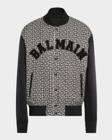 Balmain Men's Varsity Monogram Bomber Jacket with Patches