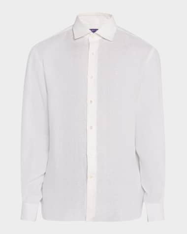 Ralph Lauren Purple Label x Neiman Marcus Men's Textured Linen Sport Shirt