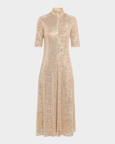 Rosetta Getty Zip-Up Sequined Midi Dress