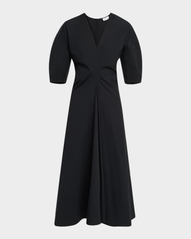 Rosetta Getty Torqued Short-Sleeve Midi Dress