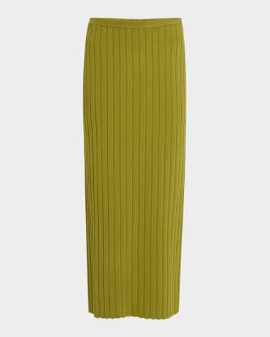 Rosetta Getty Wide Rib Knit Midi Skirt