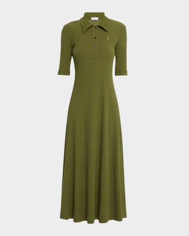 Rosetta Getty Short-Sleeve Midi Polo Dress