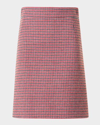 Akris punto Houndstooth Wool Fresco A-Line Mini Skirt