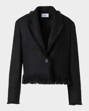 Akris punto Fringed Boucle Tweed Crop Jacket
