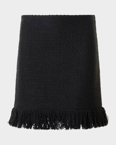 Akris punto Boucle Tweed Fringed Mini Skirt