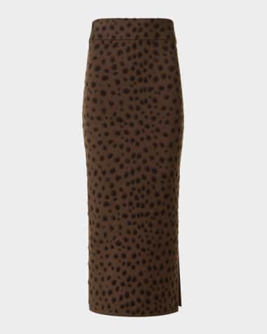 Akris punto Leopard Jacquard Knit Midi Tube Skirt