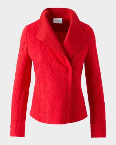 Akris punto Glen Check 3D Jersey Biker Jacket