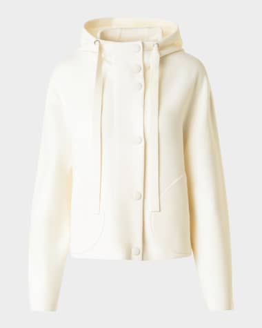 Akris punto Milano Knit Merino Wool Hooded Cardigan