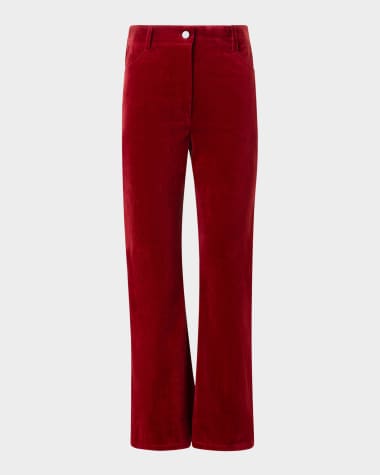 Akris punto Cali Cropped Stretch Velvet Bootcut Pants