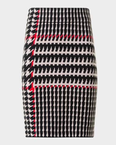 Akris punto Wool-Blend Knit Jacquard Skirt