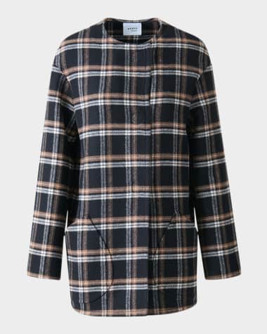 Akris punto Plaid Double-Face Wool Coat