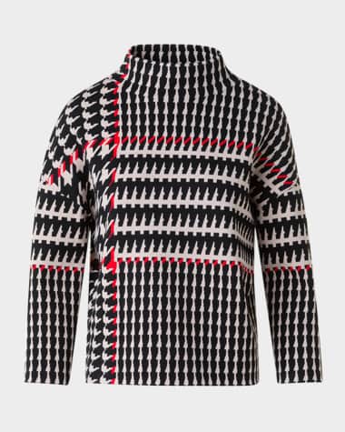 Akris punto Wool-Blend Knit Jacquard Sweater