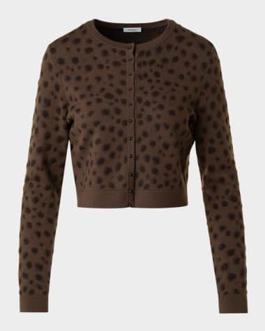 Akris punto Leopard Jacquard Knit Cardigan