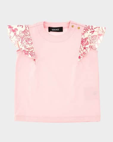 Versace Girl's T-Shirt W/ Underwater Barocco-Trim, Size 2-5
