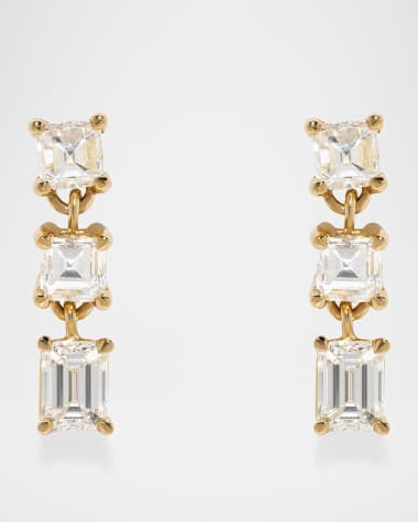 AZLEE 18K Yellow Gold Illusion Carre Diamond Earrings