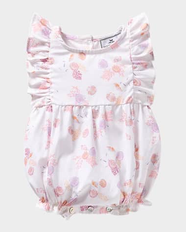 Petite Plume Girl's Seashell Splendor Ruffle Bubble Romper, Size Newborn-24M