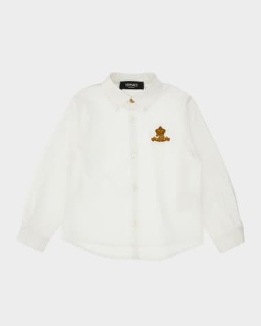 Versace FORMAL SHIRT OXFORD COTTON POPELINE - BAROCCO CROWN KIDS EMBROIDERY