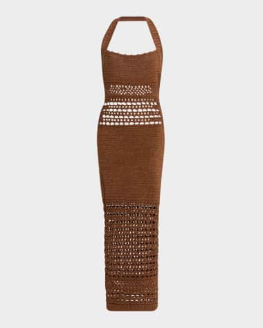 Retrofete Jaycee Crochet Halter Midi Dress