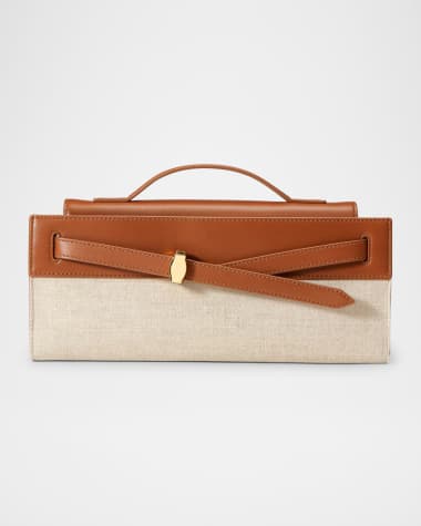 Veronica Beard Dash Leather & Canvas Long Clutch Bag