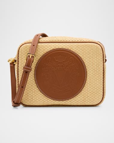 Veronica Beard Click Raffia Camera Crossbody Bag