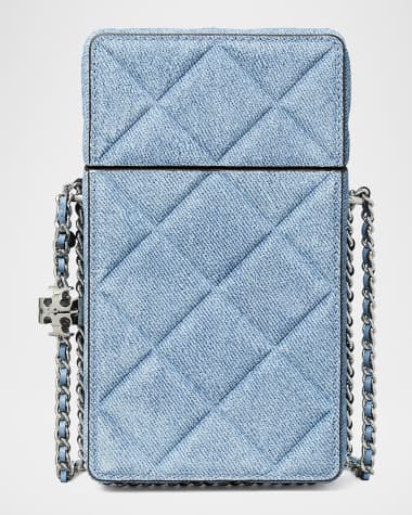 Tory Burch Fleming Flap Denim Phone Crossbody Bag
