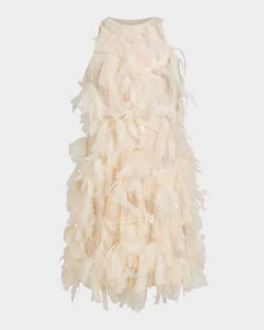 Bardot Junior Girl's Elle Mini Organza Fringe Halter Dress, Size 4-10