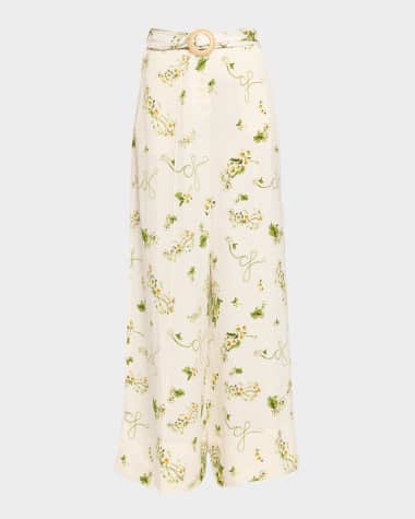 Camilla Botanical Utopia Scarf Belt Wide-Leg Pants