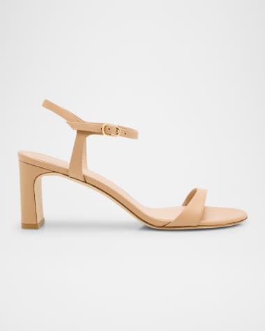 Stuart Weitzman Babette Leather Ankle-Strap Sandals