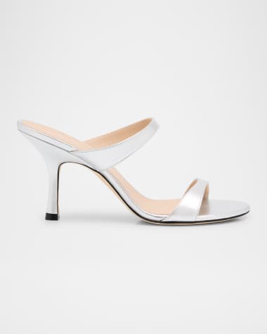Stuart Weitzman Nudist Metallic Dual-Band Slide Sandals
